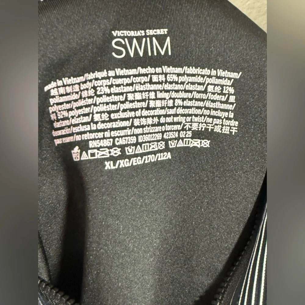 NWT Victoria’s Secret Two-Tone Rib Plunge Zip One-Piece Swimsuit Size XL